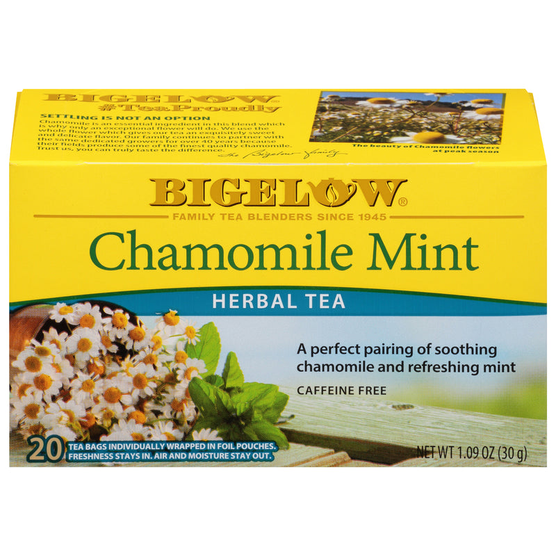 Front of Chamomile Mint Herbal Tea box