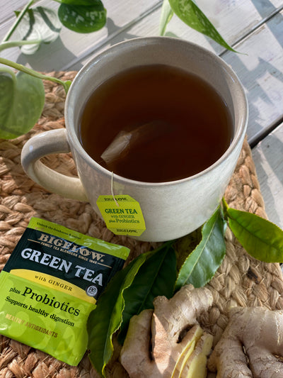 Cup of Green Tea with Ginger Plus Probiotics