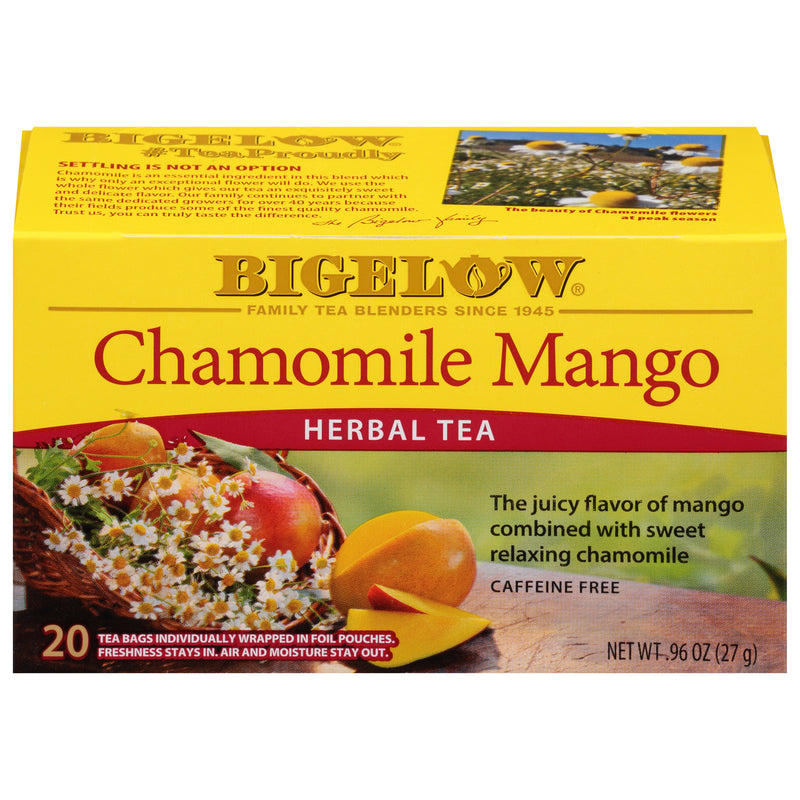 Front of Chamomile Mango Herbal Tea box