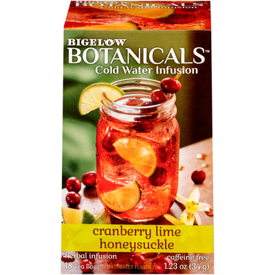 Box of Bigelow Botanicals Cranberry Lime Honeysuckle Hibiscus Cold Water Infusion
