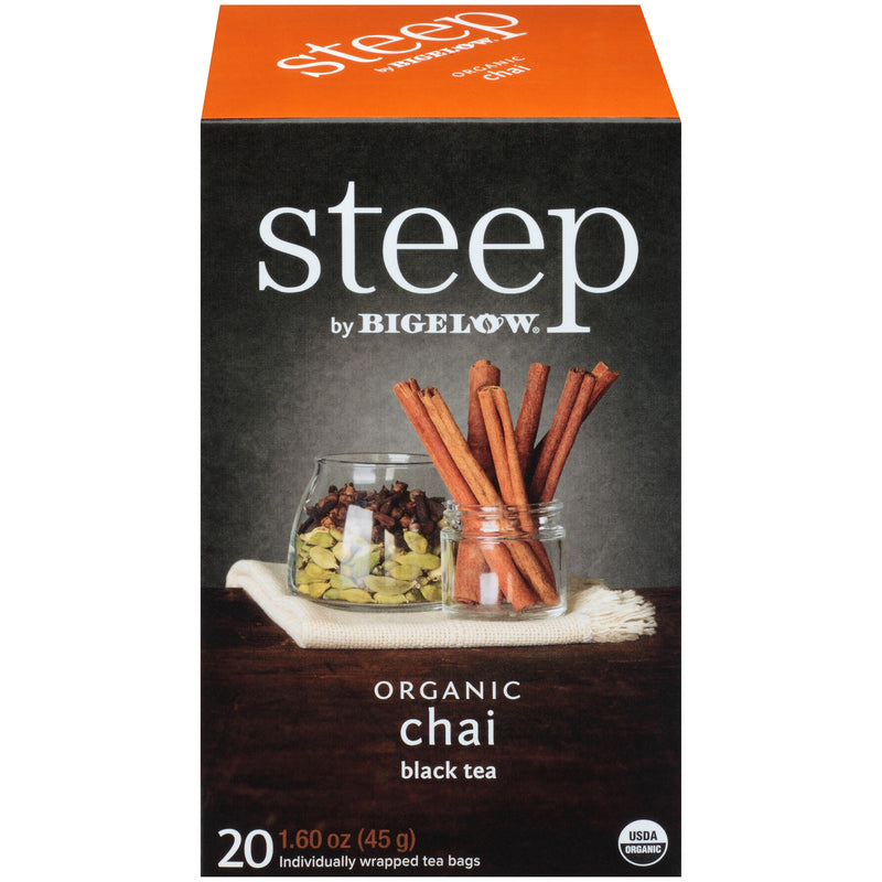 Front of steep by Bigelow Organic Chai Box of 20 tea bags