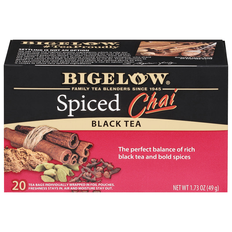 Front of Spiced Chai Black Tea box