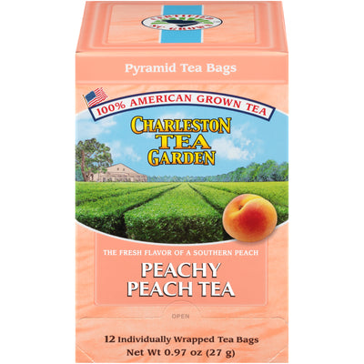 Front of Charleston Tea Garden Peachy Peach Tea box