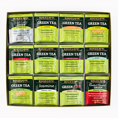 Assorted Bigelow Green Teas in gift box with lid