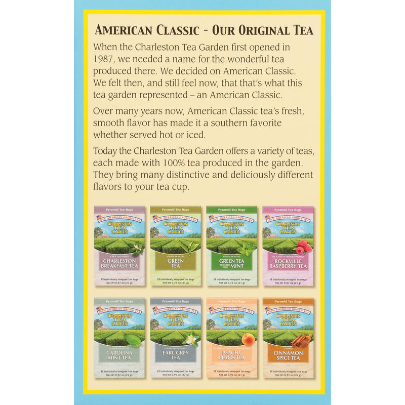  Back panel American Classic Tea box -showing variety