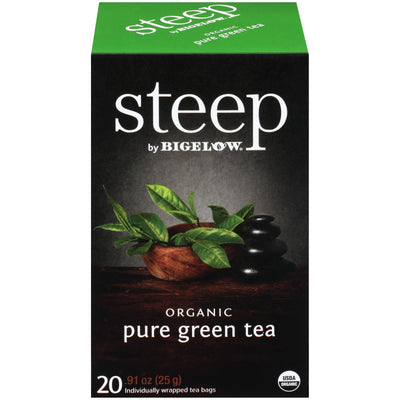 Front of steep by Bigelow Pure Green box of 20 tea bags
