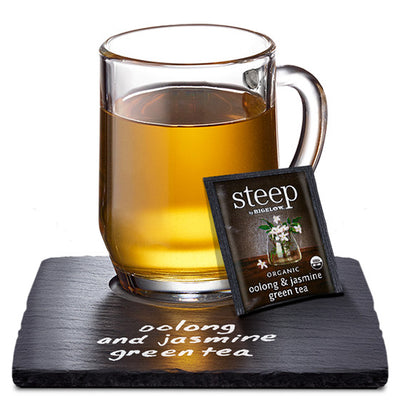 Cup of steep by bigelow organic oolong and jasmine green tea