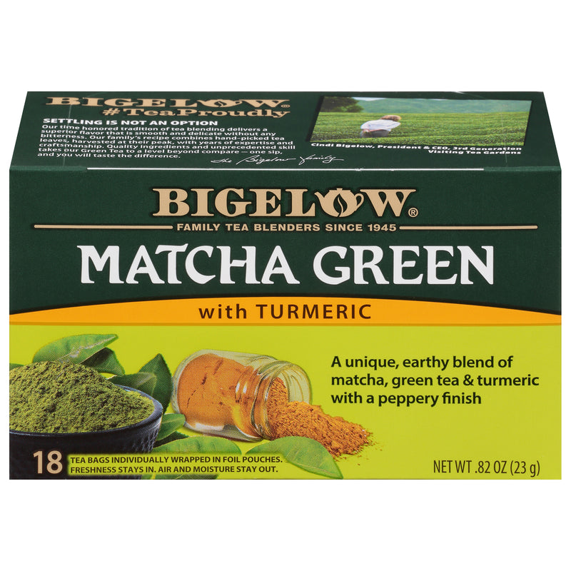 Front of Match Green Tea with Turmeric Box - 20 tea bags per box