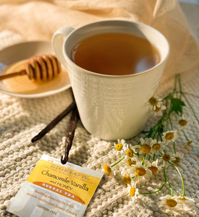 Cup of Chamomile Vanilla and Honey Herbal Tea