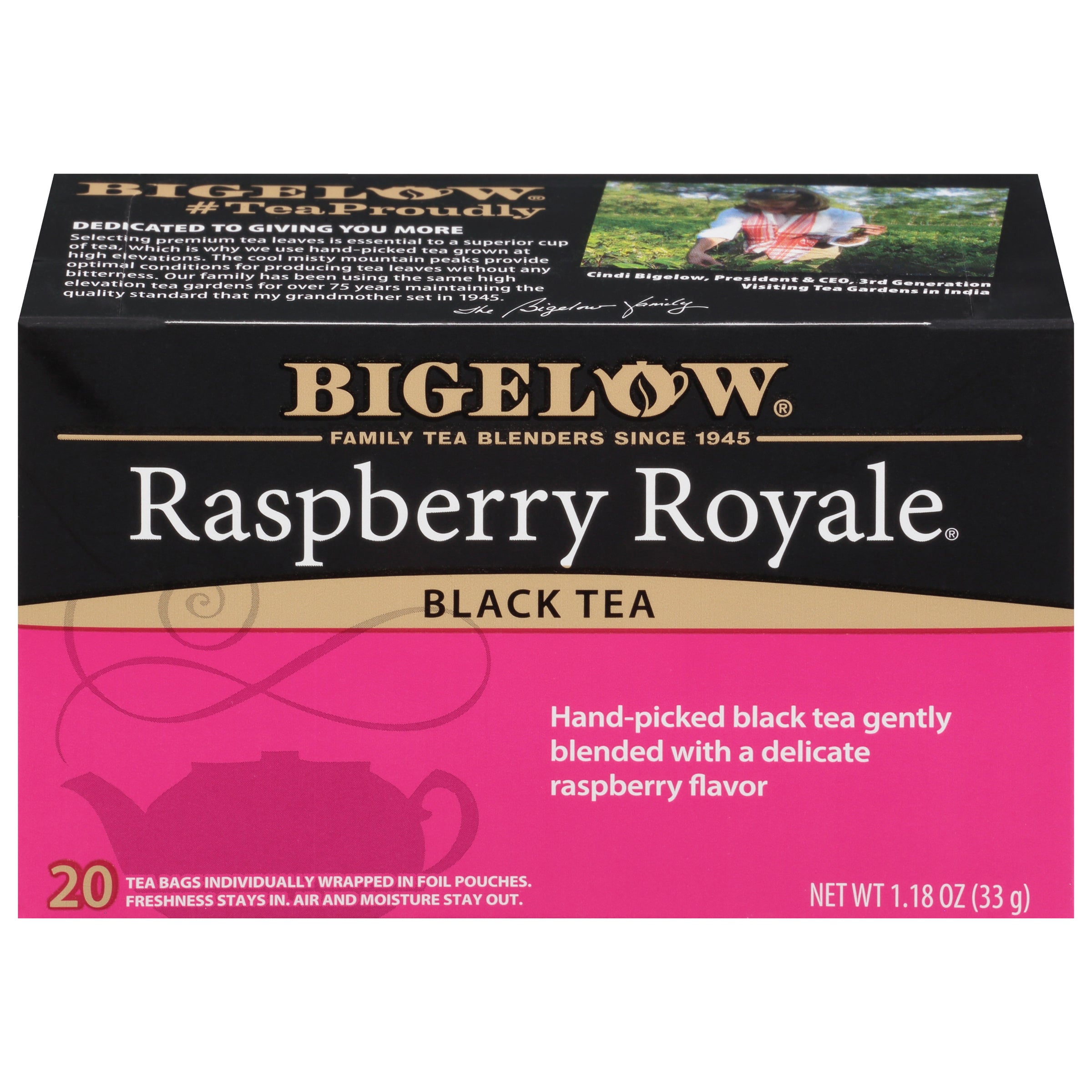 Raspberry Royale Tea - Case of 6 boxes- total of 120 teabags – Bigelow Tea