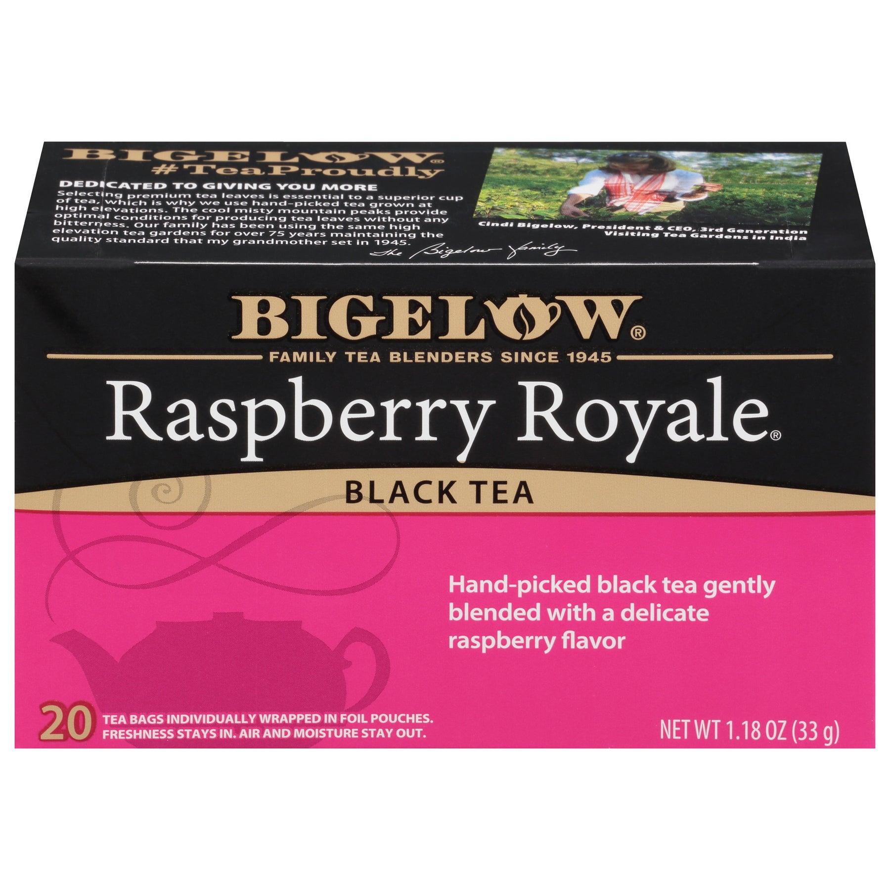 Raspberry Royale Tea - Case of 6 boxes- total of 120 teabags – Bigelow Tea