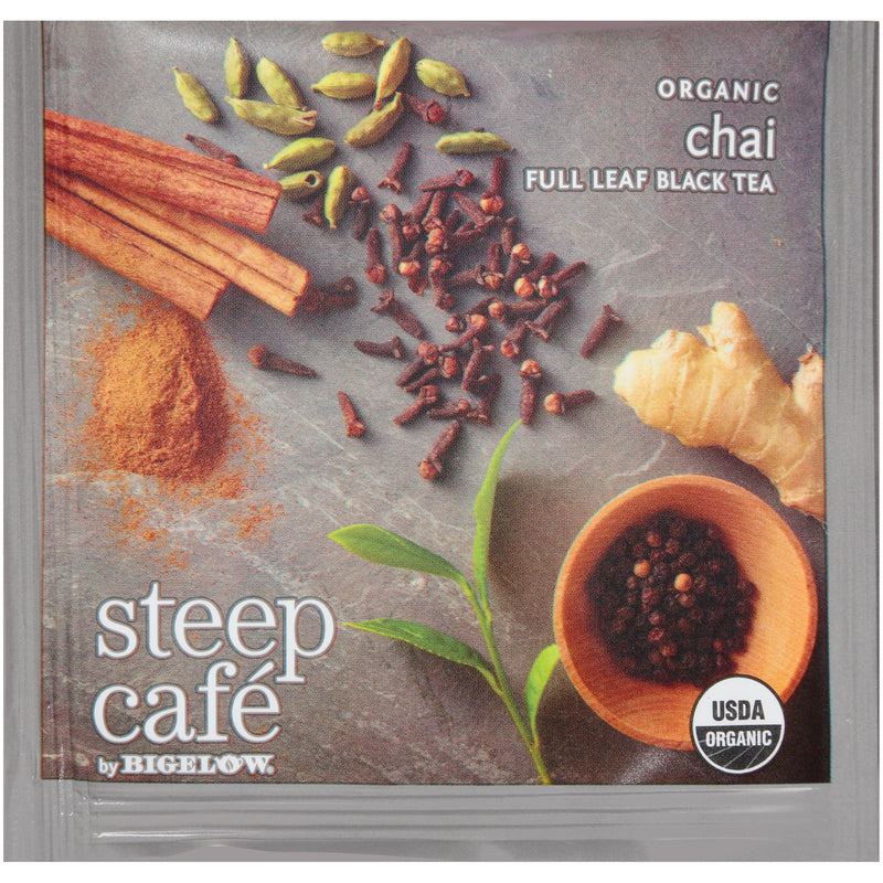 steep cafe chai tea in foil wrap