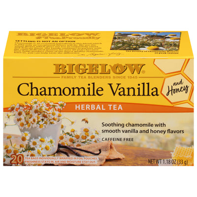 Front of Chamomile Vanilla with Honey Herbal Tea box