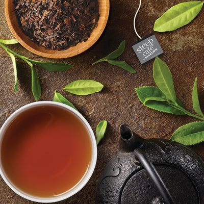 Cup of steep cafe by Bigelow organic full leaf oolong tea 
