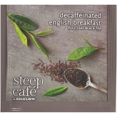 steep cafe by Bigelow full leaf english breakfast decaffeinated black tea pyramid bag in overwrap